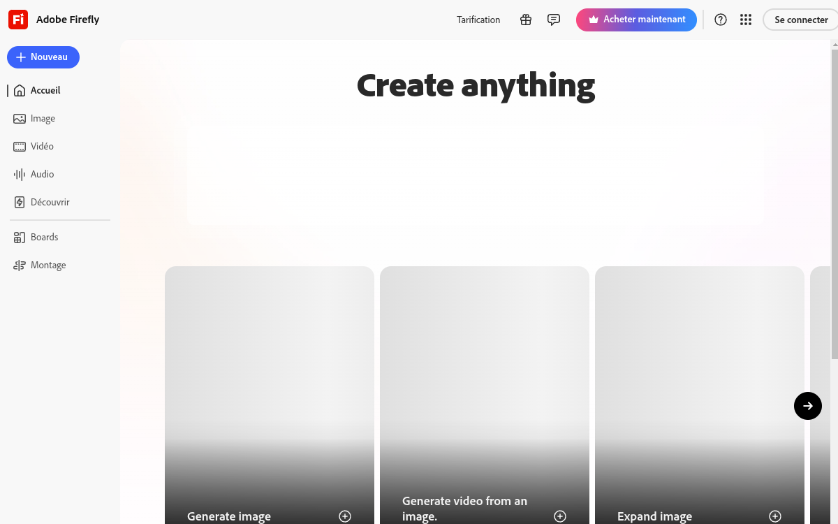 Screenshot von Adobe Firefly