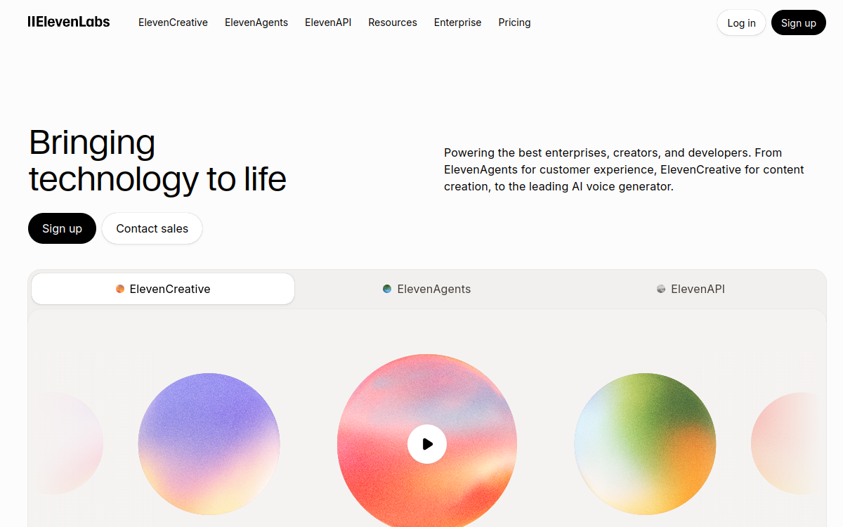 Screenshot von ElevenLabs