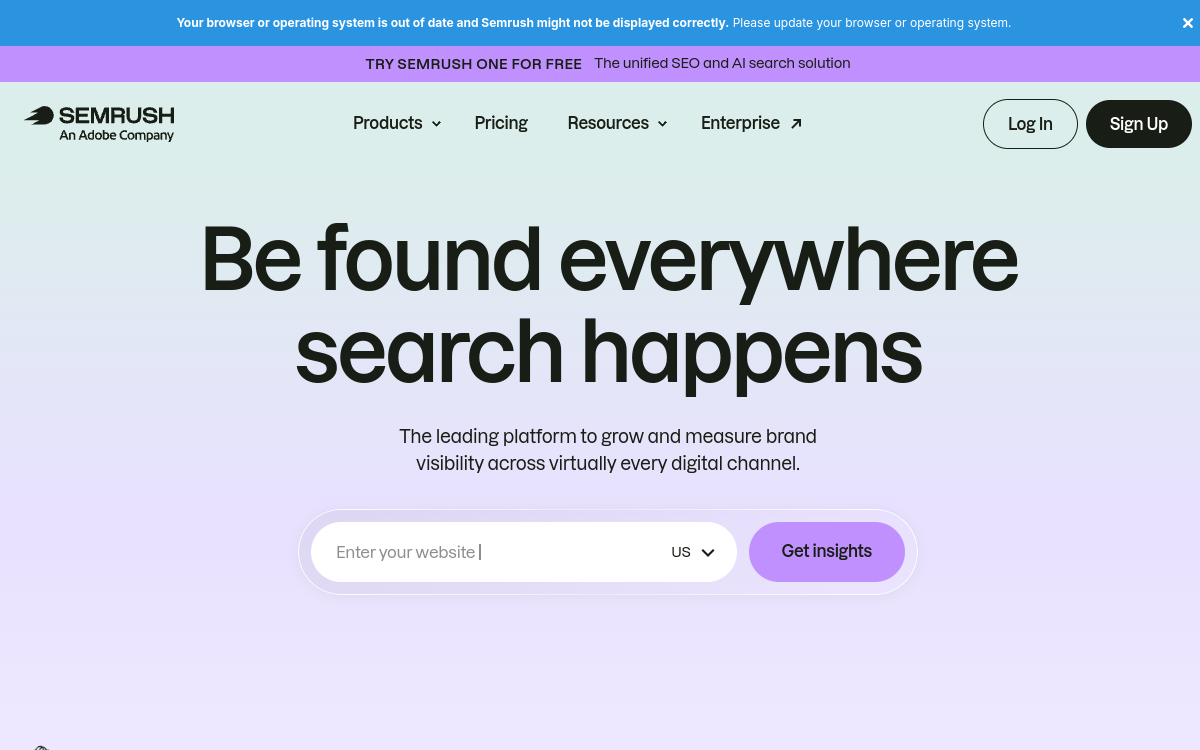 Screenshot von Semrush