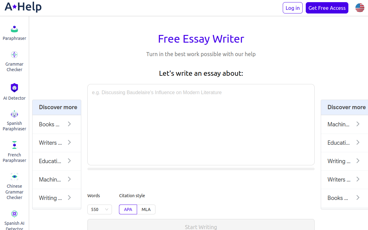 Screenshot von AHelp Essay Writer