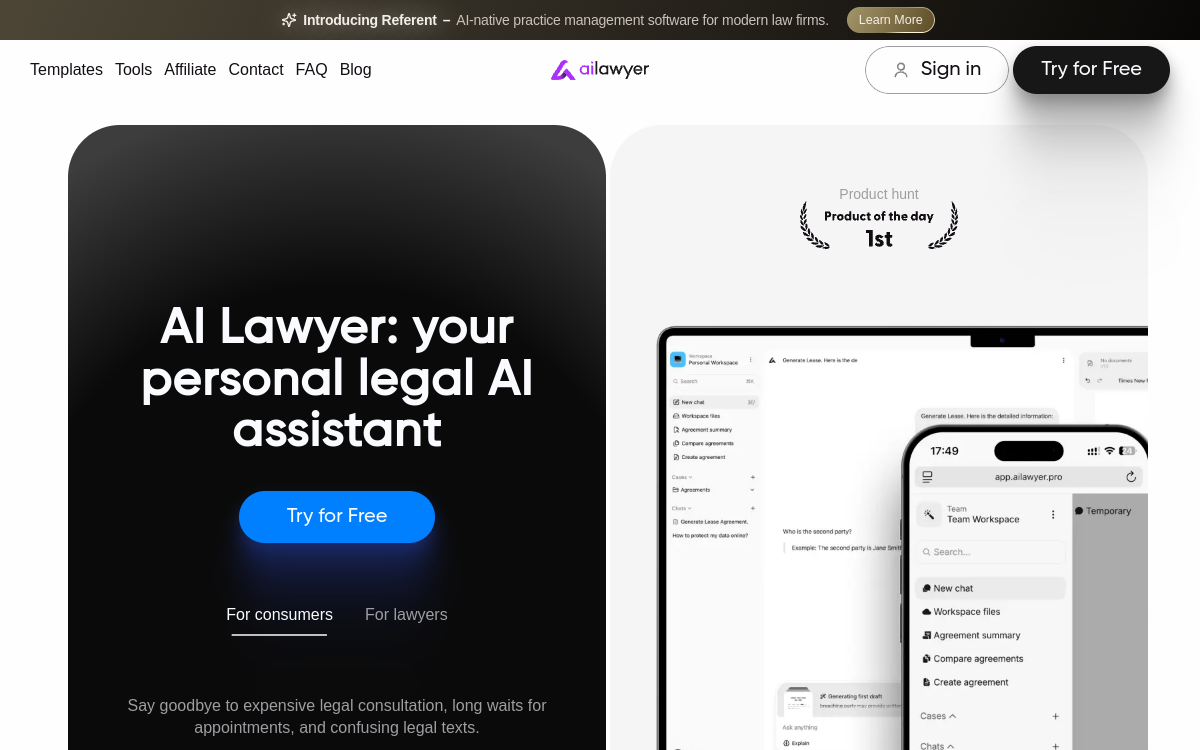 Screenshot von AI Lawyer