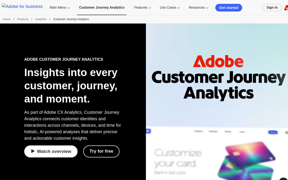 Screenshot von Adobe Customer Journey Analytics