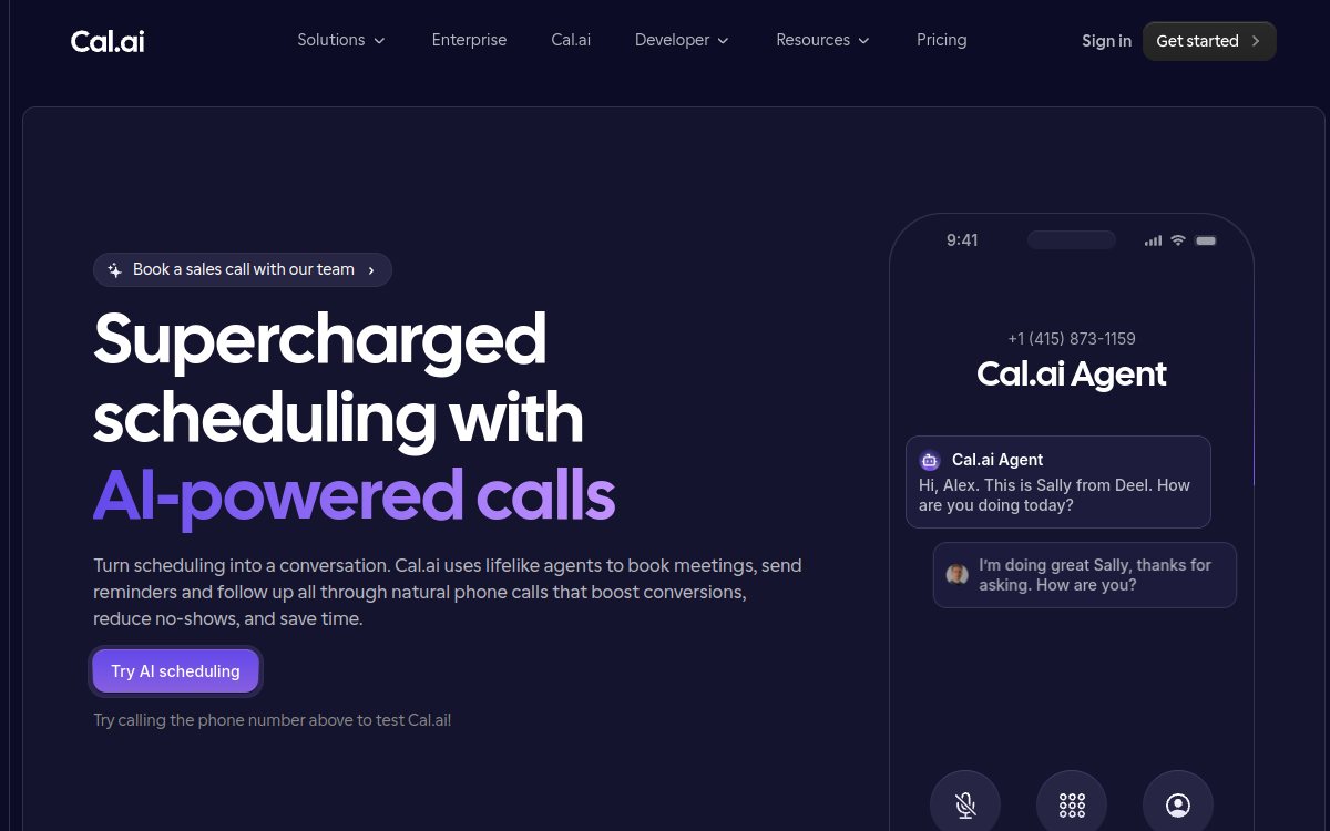 Screenshot von Cal.com AI