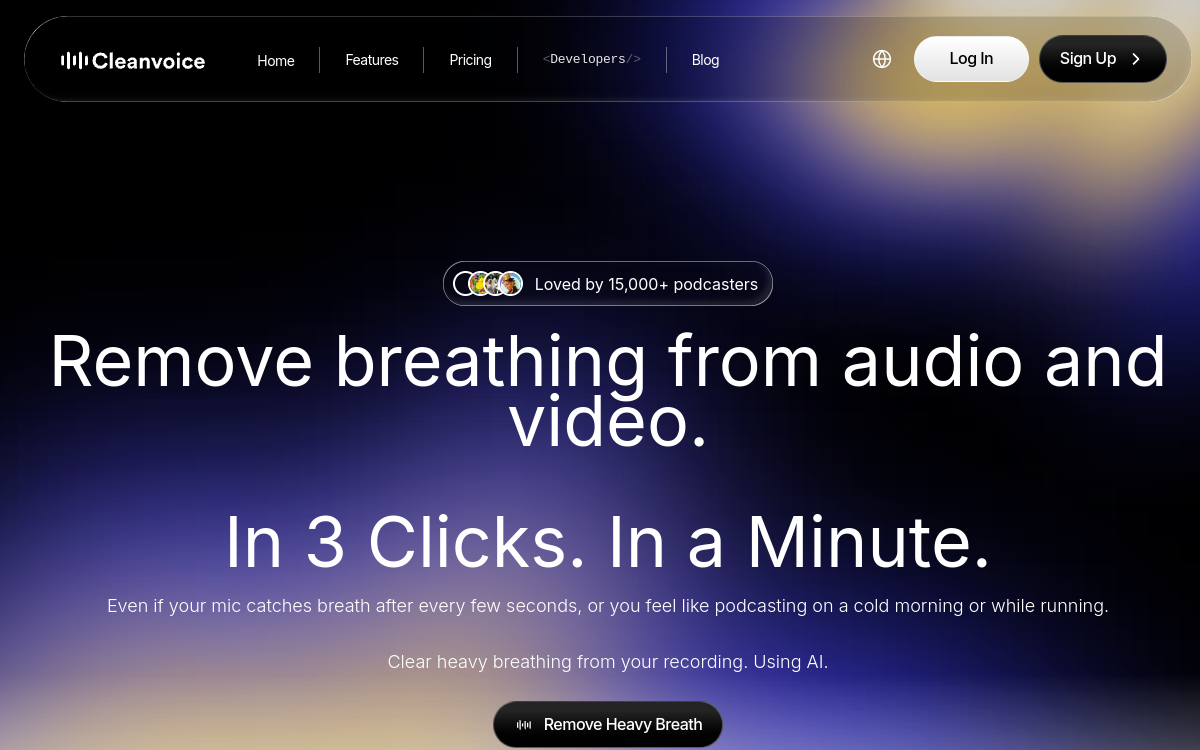 Screenshot von Cleanvoice Breath Remover