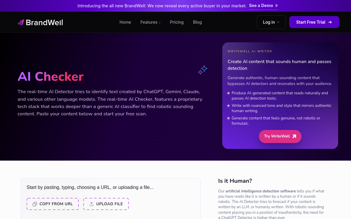 Screenshot von Content at Scale AI Detector