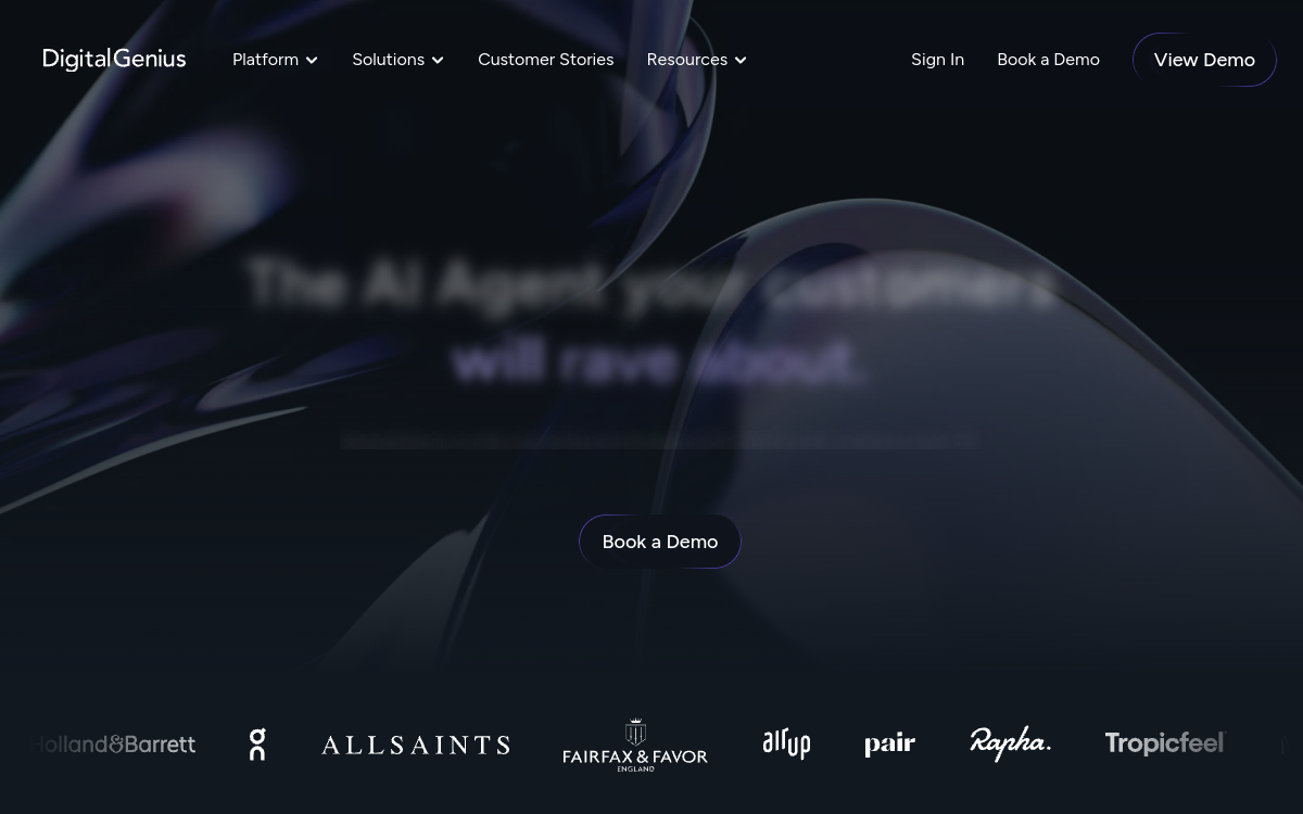 Screenshot von DigitalGenius