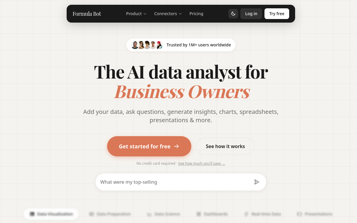 Screenshot von Excel Formula Bot