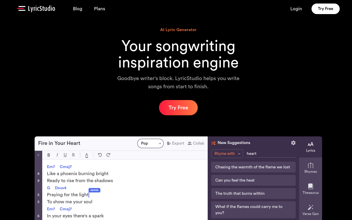 Screenshot von LyricStudio