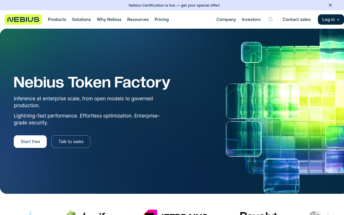 Screenshot von Nebius Token Factory