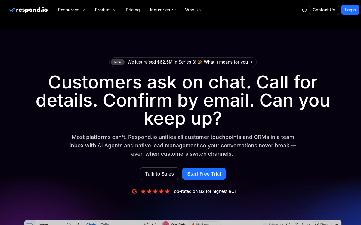 Screenshot von Respond.io