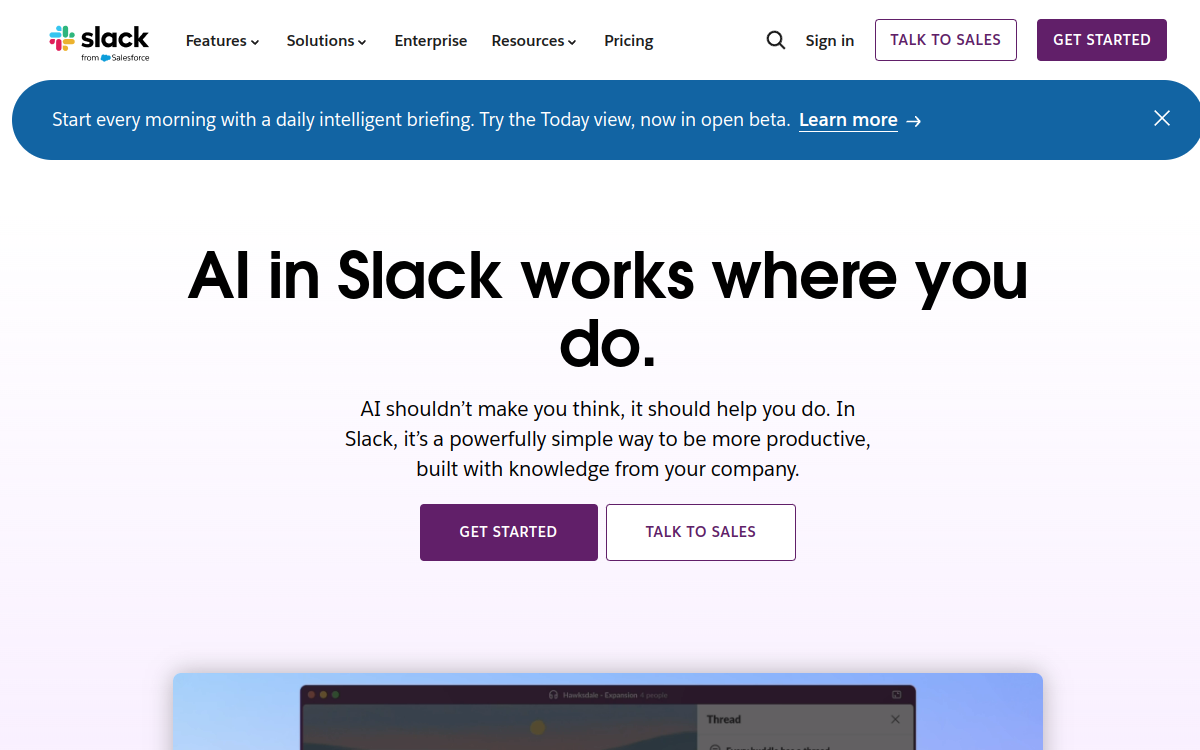 Screenshot von Slack AI