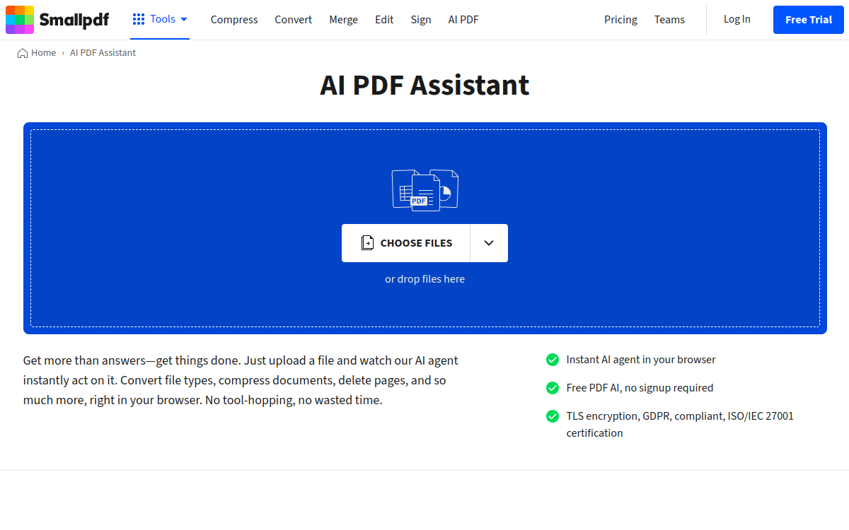 Screenshot von Smallpdf AI