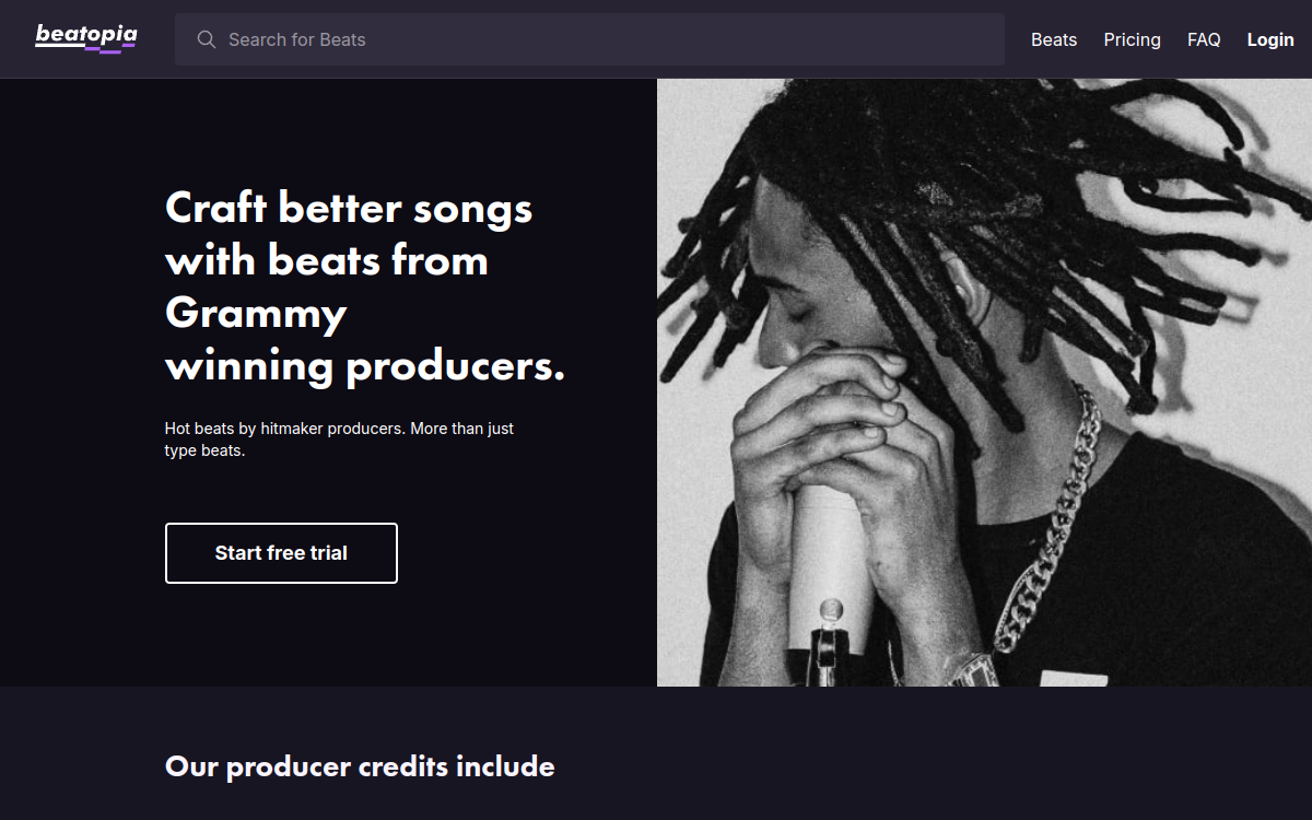 Screenshot von Beatopia AI Lyrics Generator