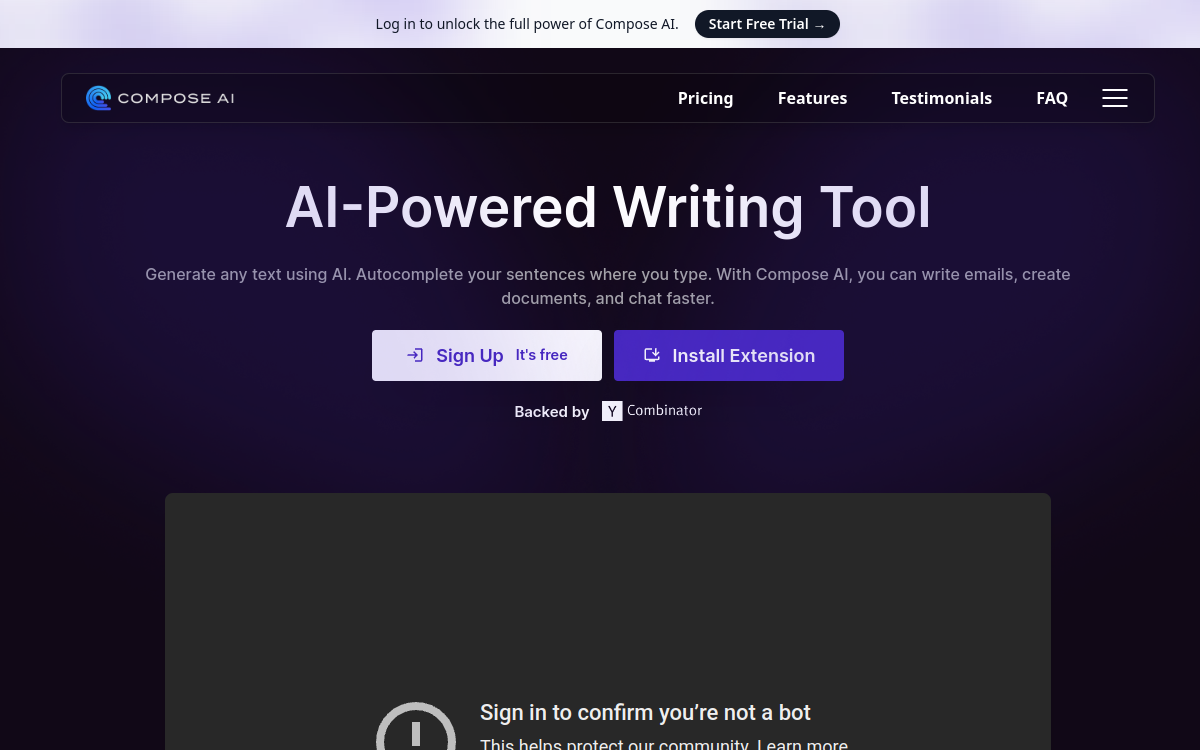 Screenshot von Compose AI