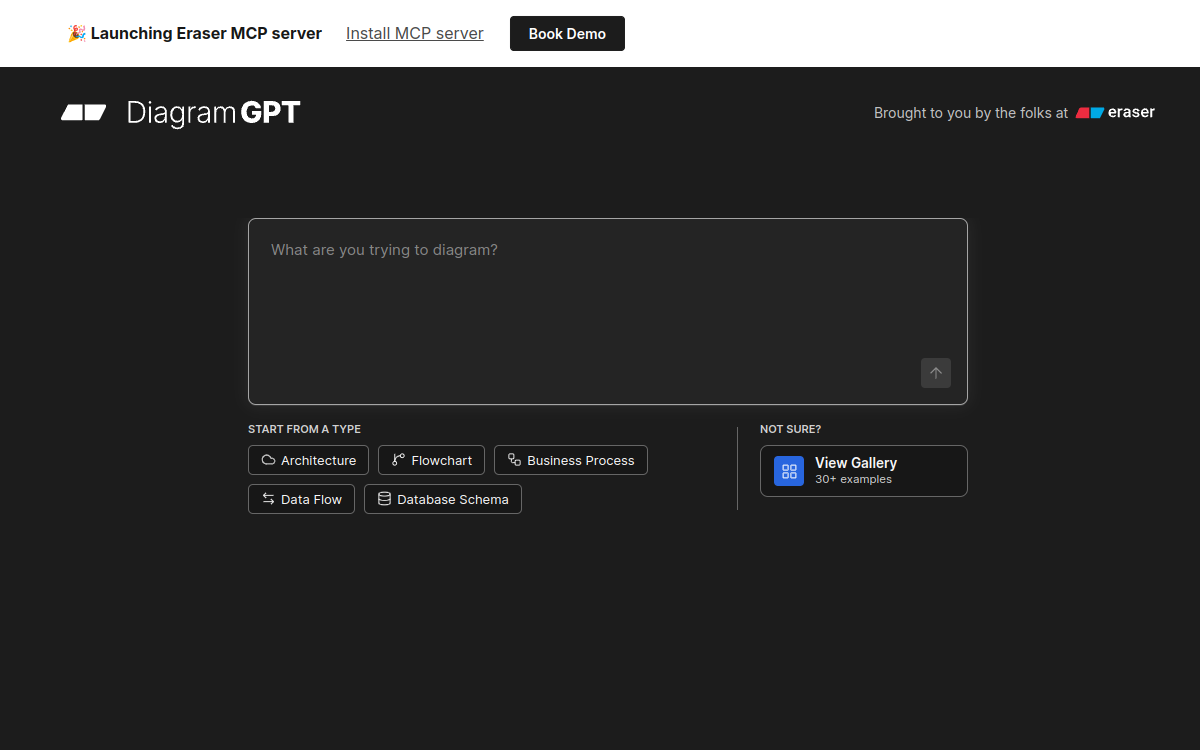 Screenshot von Eraser DiagramGPT