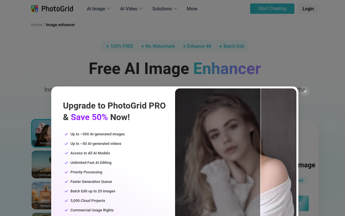 Screenshot von PhotoGrid AI Image Enhancer