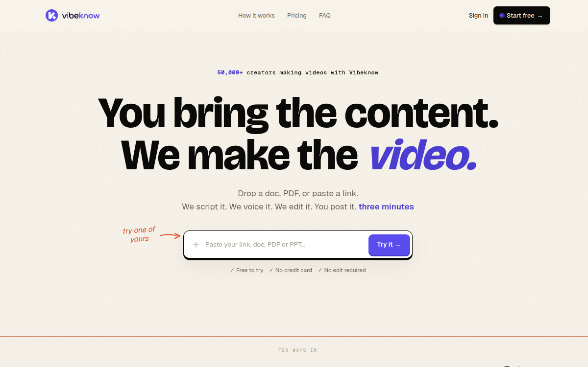 Screenshot von VibeKnow AI