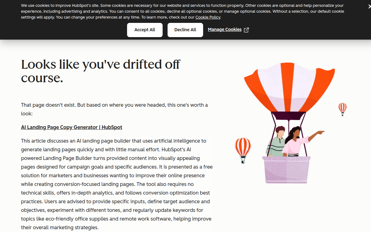 Screenshot von HubSpot AI Website Generator
