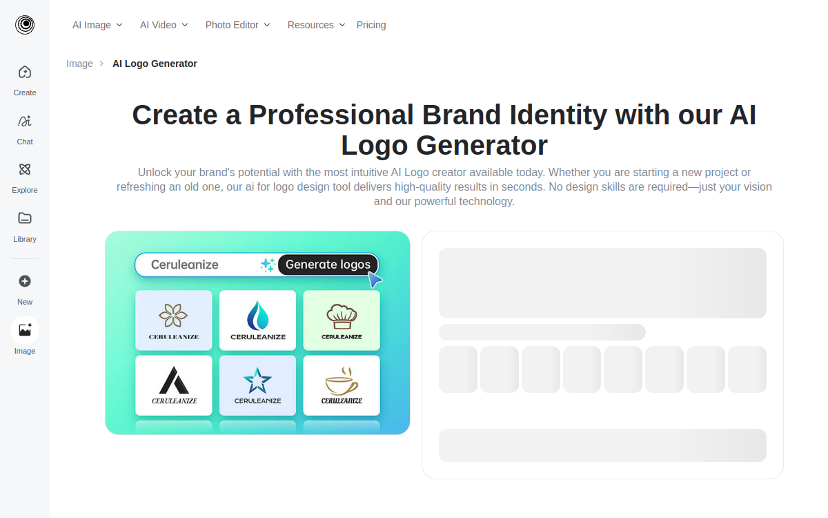 Screenshot von insMind AI Logo Generator
