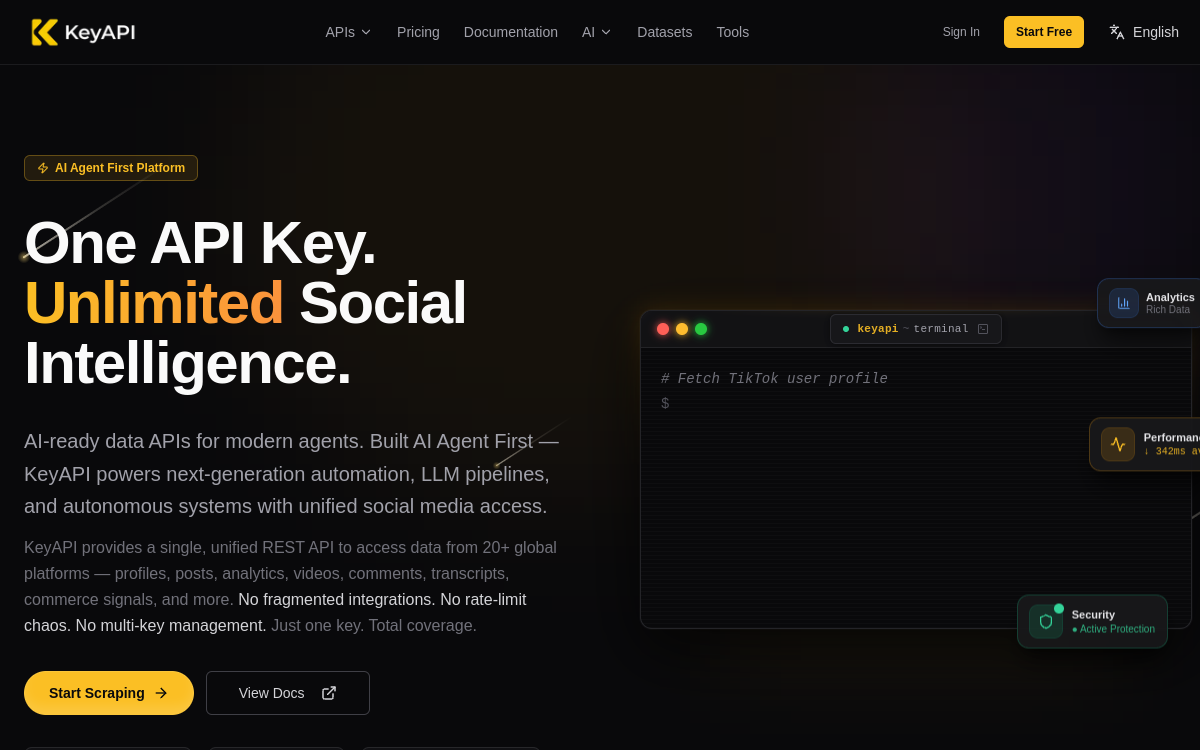 Screenshot von KeyAPI AI