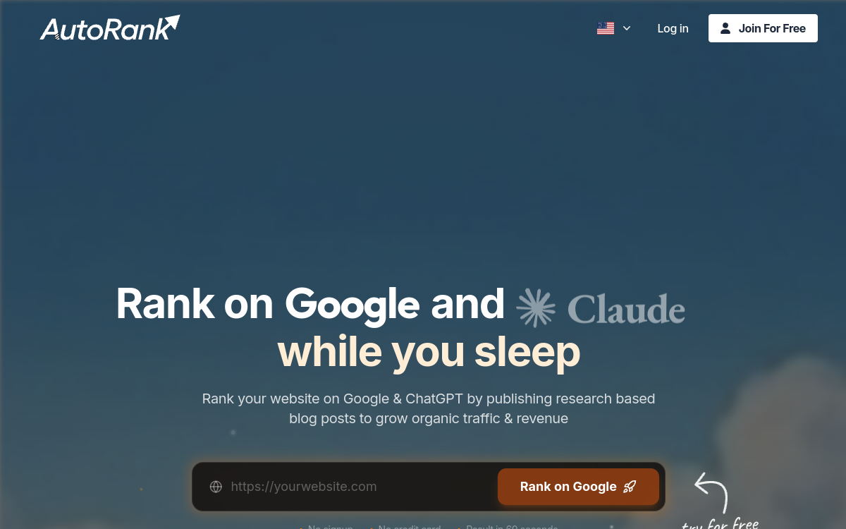 Screenshot von AutoRank AI