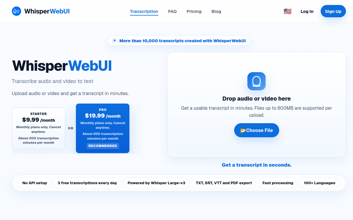 Screenshot von WhisperWebUI