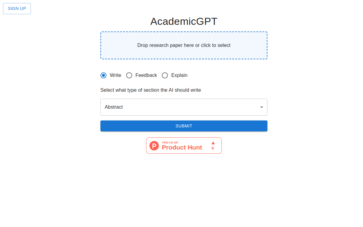 Screenshot von AcademicGPT