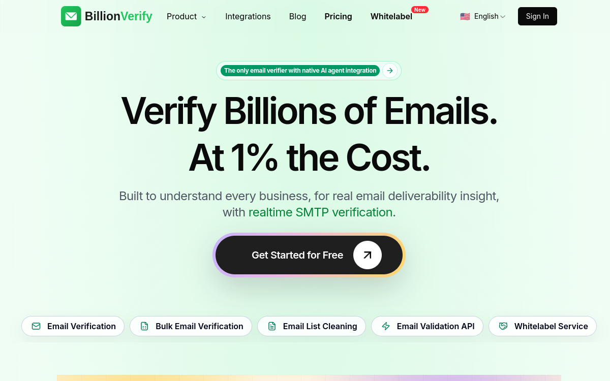 Screenshot von BillionVerify