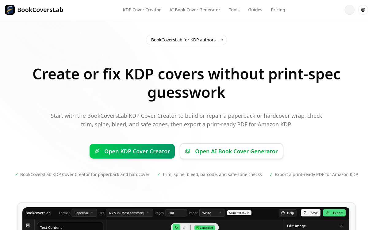 Screenshot von BookCoversLab