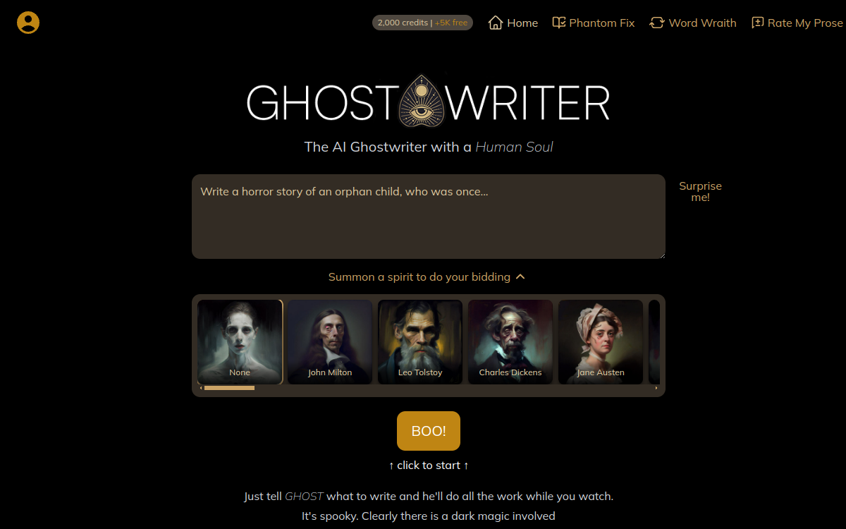 Screenshot von GhosttheWriter