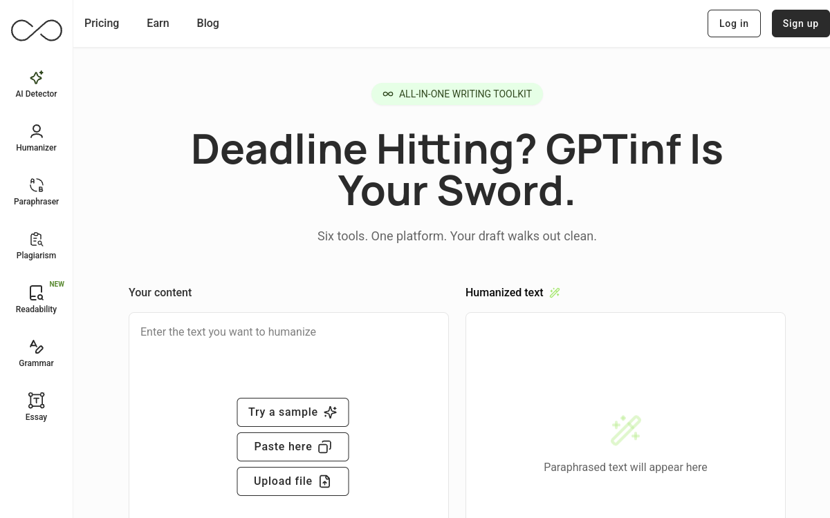 Screenshot von GPTinf