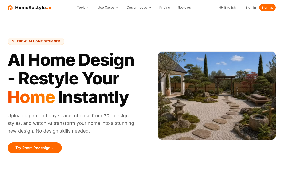 Screenshot von HomeRestyle.ai