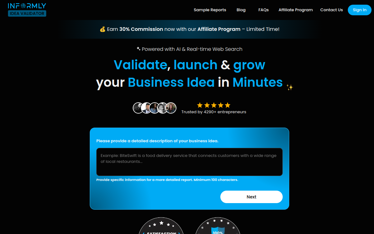 Screenshot von Informly Idea Validator