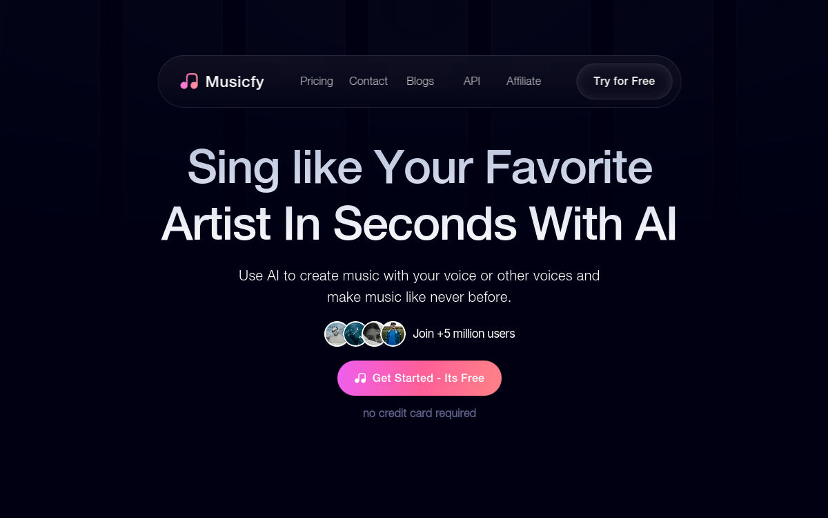 Screenshot von Musicfy AI