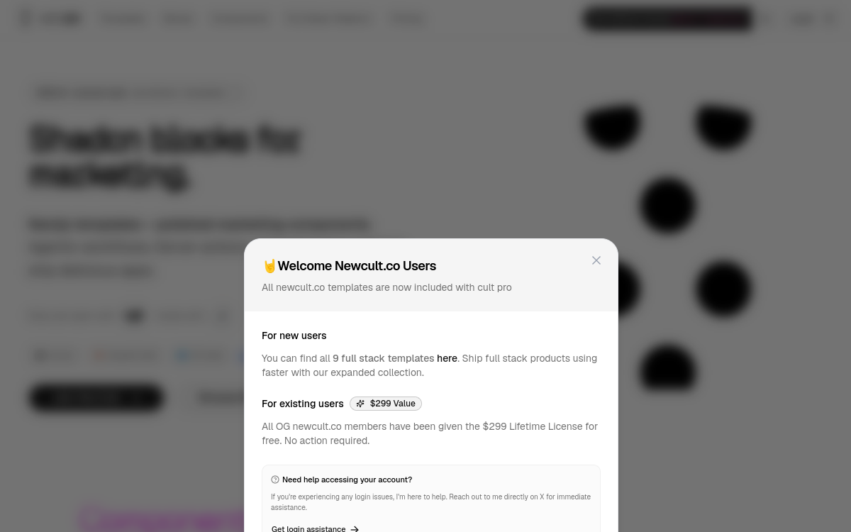 Screenshot von Cult UI Pro