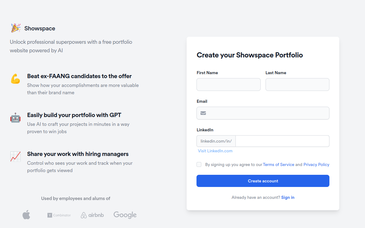 Screenshot von Showspace