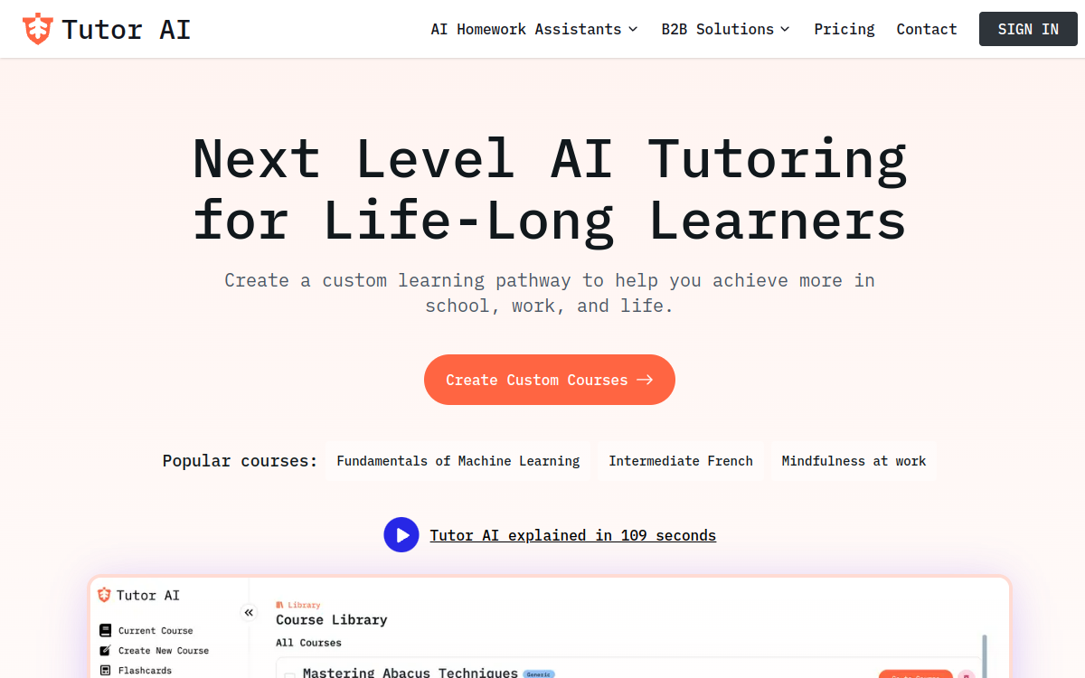 Screenshot von Tutor AI
