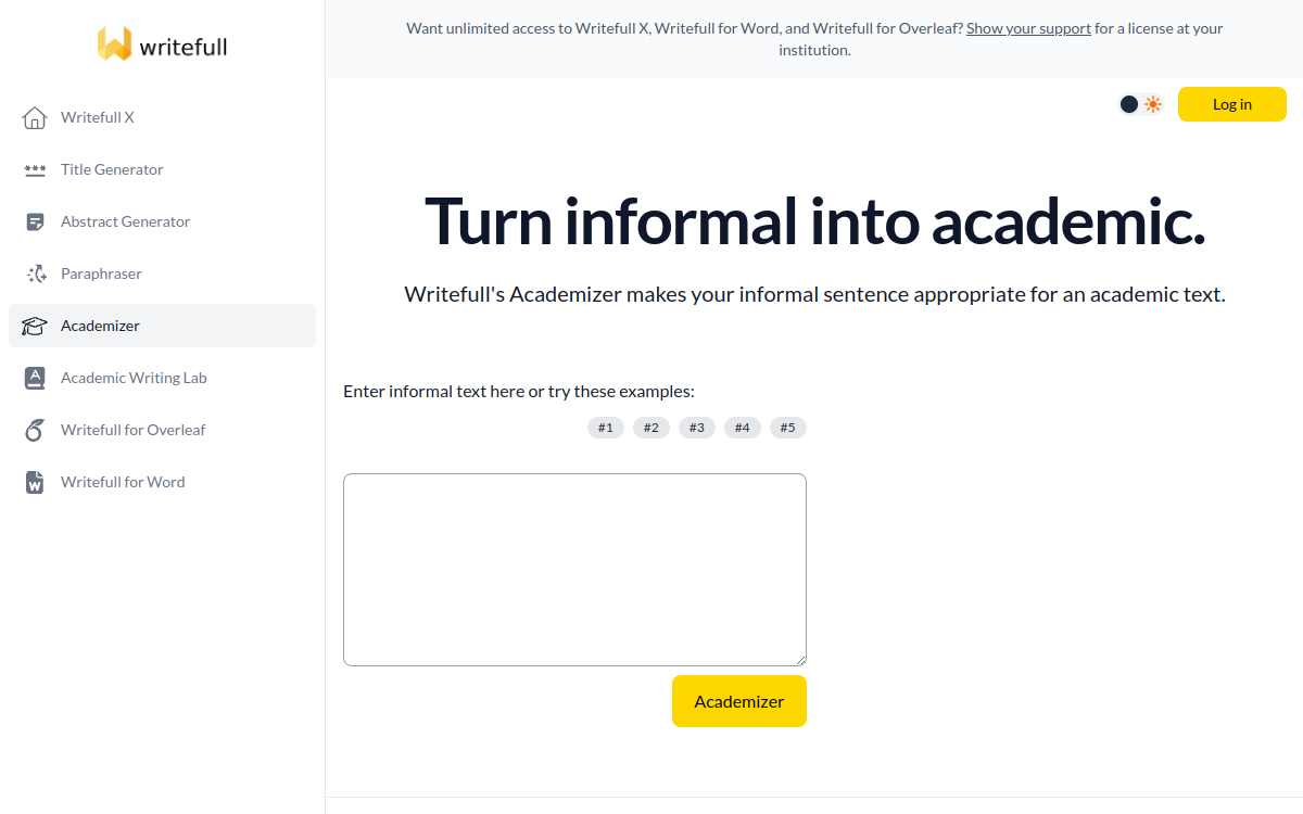 Screenshot von Writefull Academizer