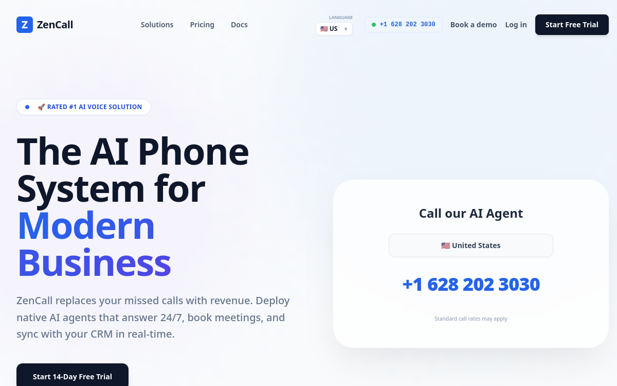 Screenshot von ZenCall.ai