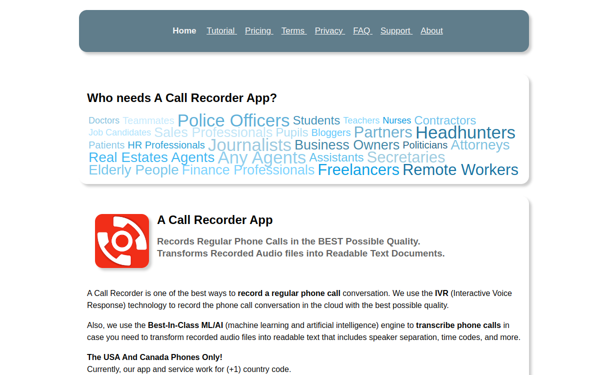 Screenshot von Acallrecorder