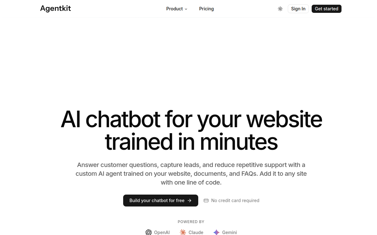 Screenshot von AgentKit (agentkit.ai)