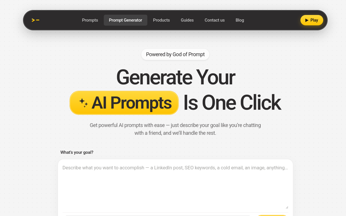 Screenshot von God of Prompt