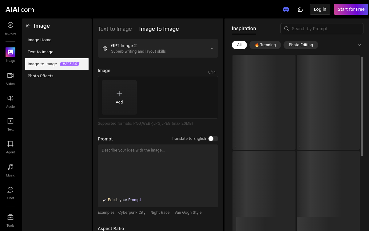 Screenshot von AIAI Image-to-Image Generator