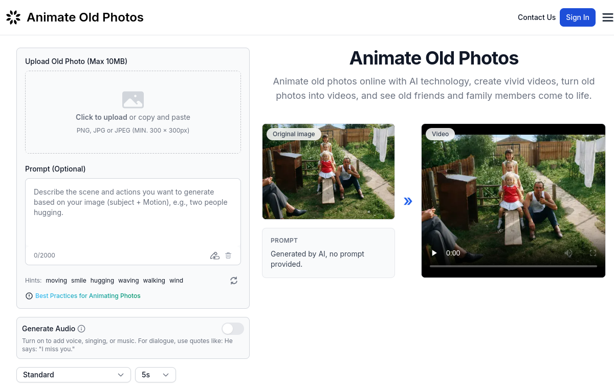 Screenshot von Animate Old Photos