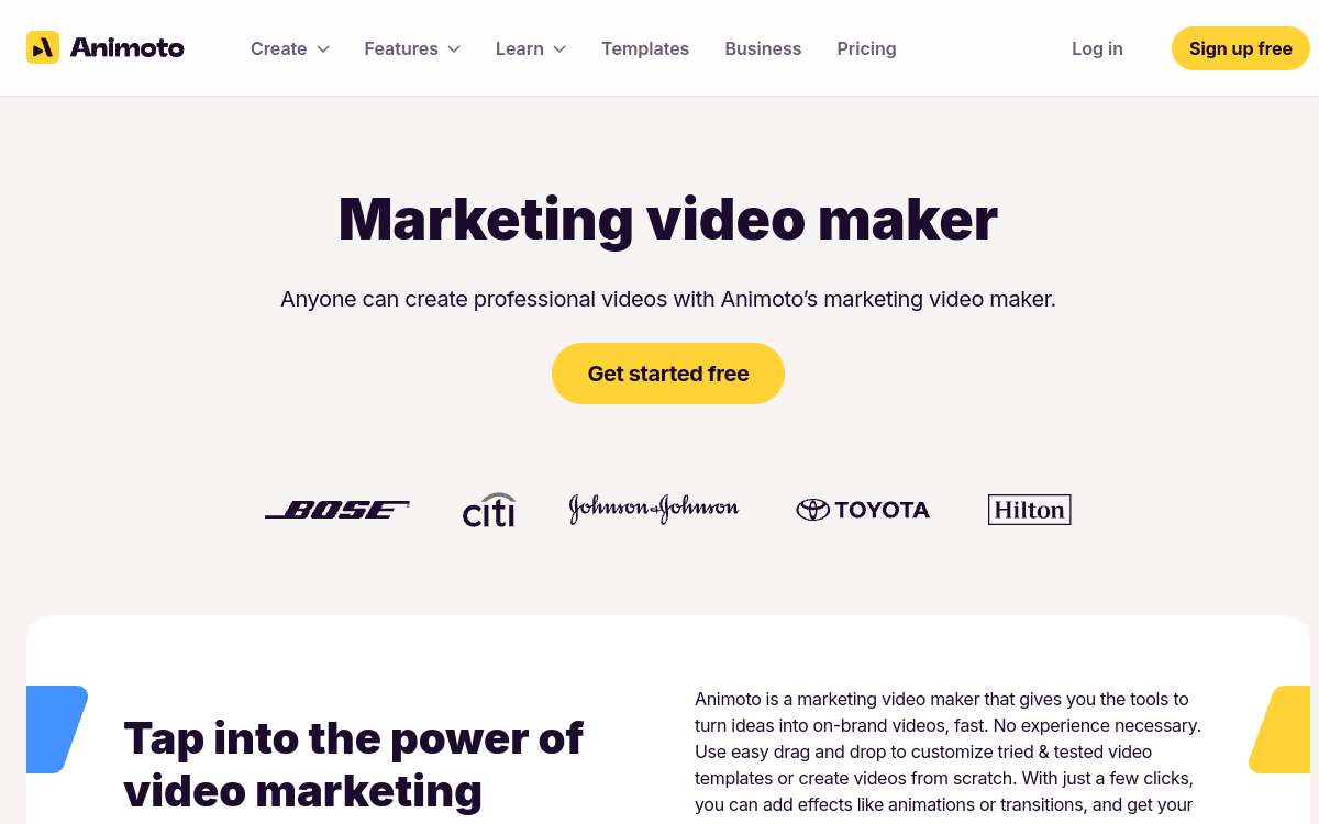 Screenshot von Animoto